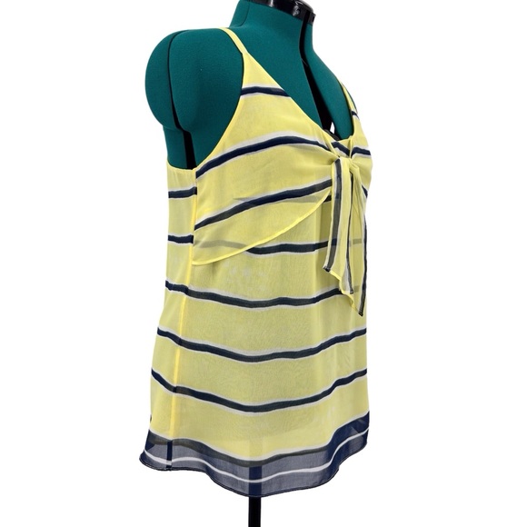 Cabi Knot Cami # 5207, Yellow and Navy Striped Tie Front Cami-Style Top, Medium - Picture 10 of 16
